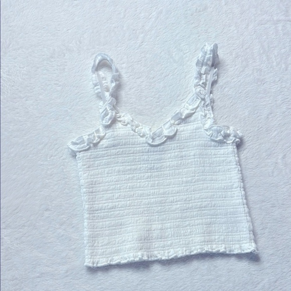 White Ruffled Women's Top